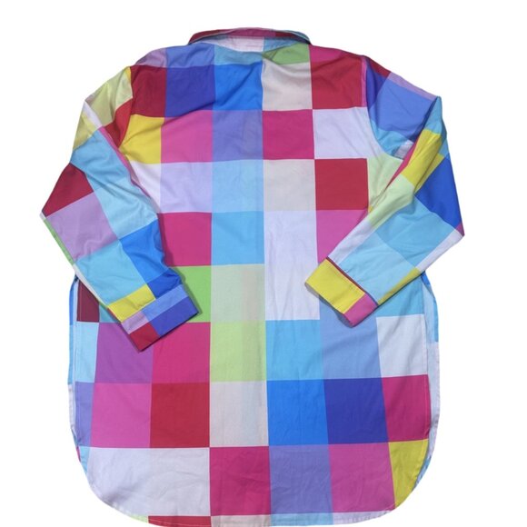 SHEIN Color Block Button Down Shirt Multicolor Size XXL - Picture 3 of 5